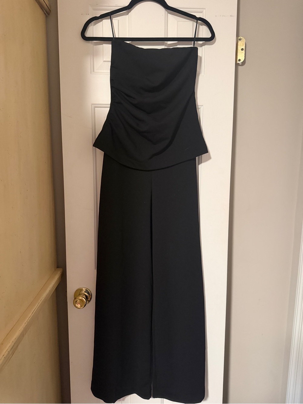 Black Strapless Wide-Leg Jumpsuit